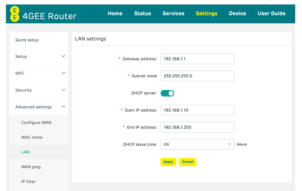 4GEE Router and DNS Configuration The EE Community