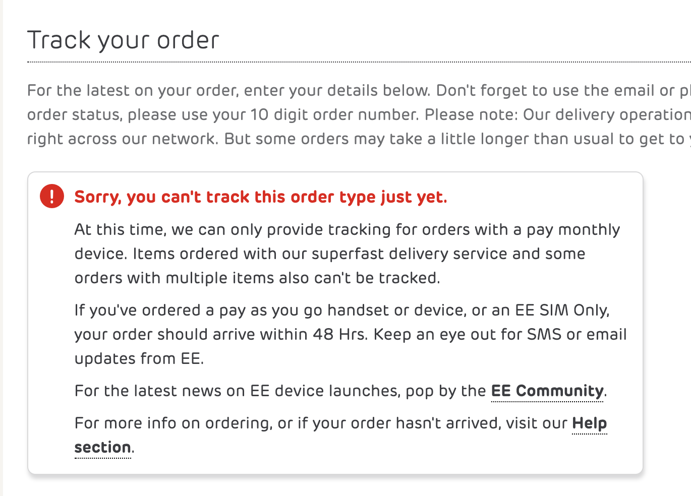 Order Tracking For Ee Pay Monthly Orders