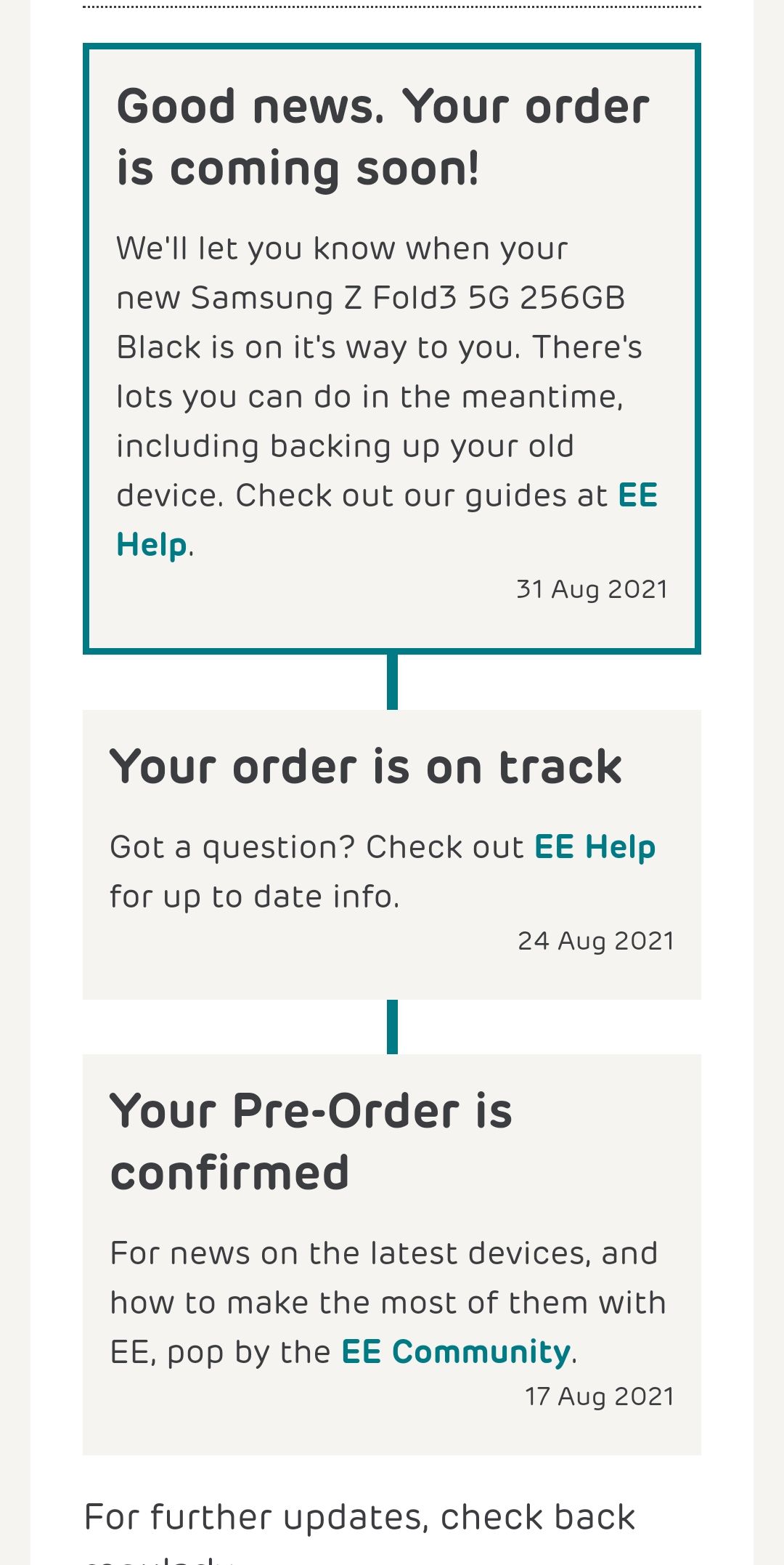 Restock of Samsung z fold 3 The EE Community