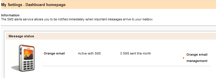 orange webmail SMS alerts