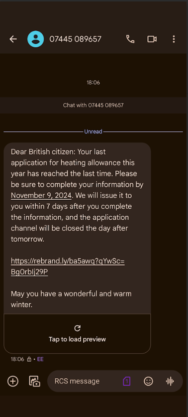 RCS phishing- Nov2024