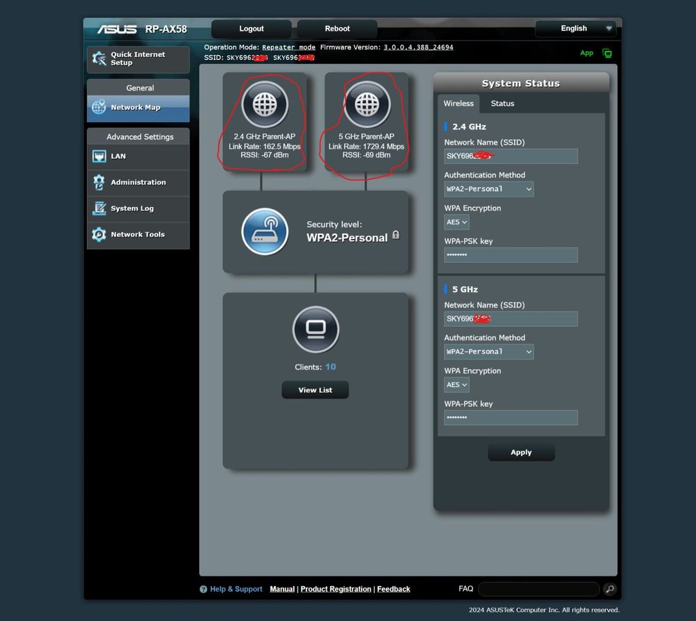 Asus RP-AX58 linked to EE SW31B
