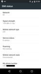 The mobile network SIM status on Android.