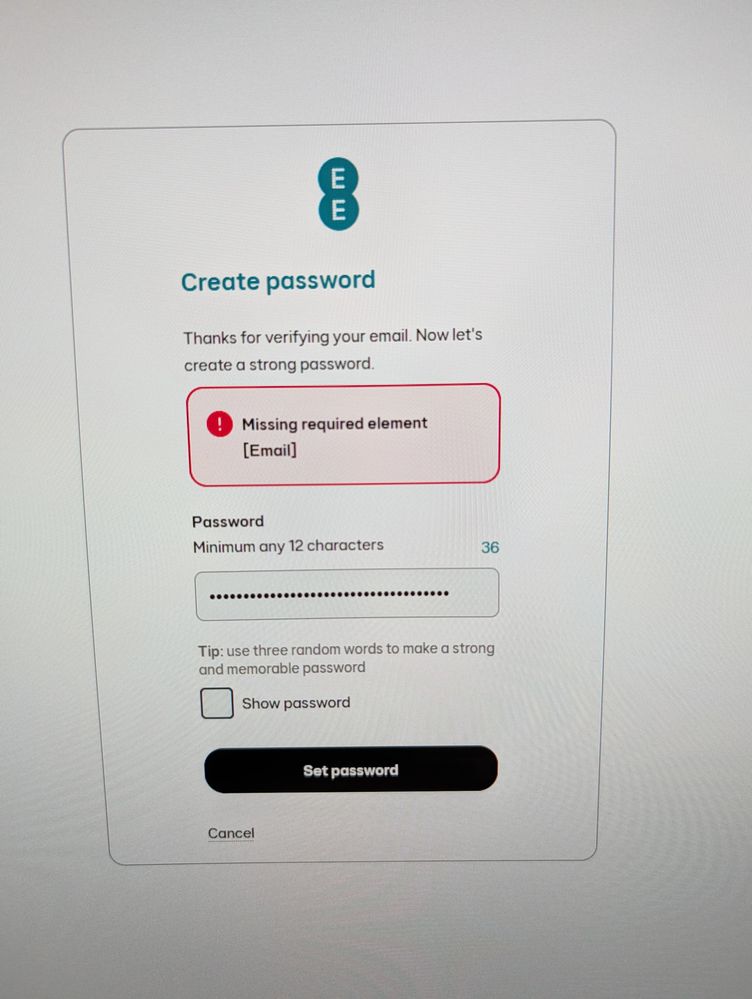 trying to create account