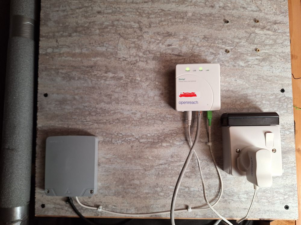 Connection up in dormer roof space, NOTHING outside, i took care of the Ethernet to the EE Router at the time!