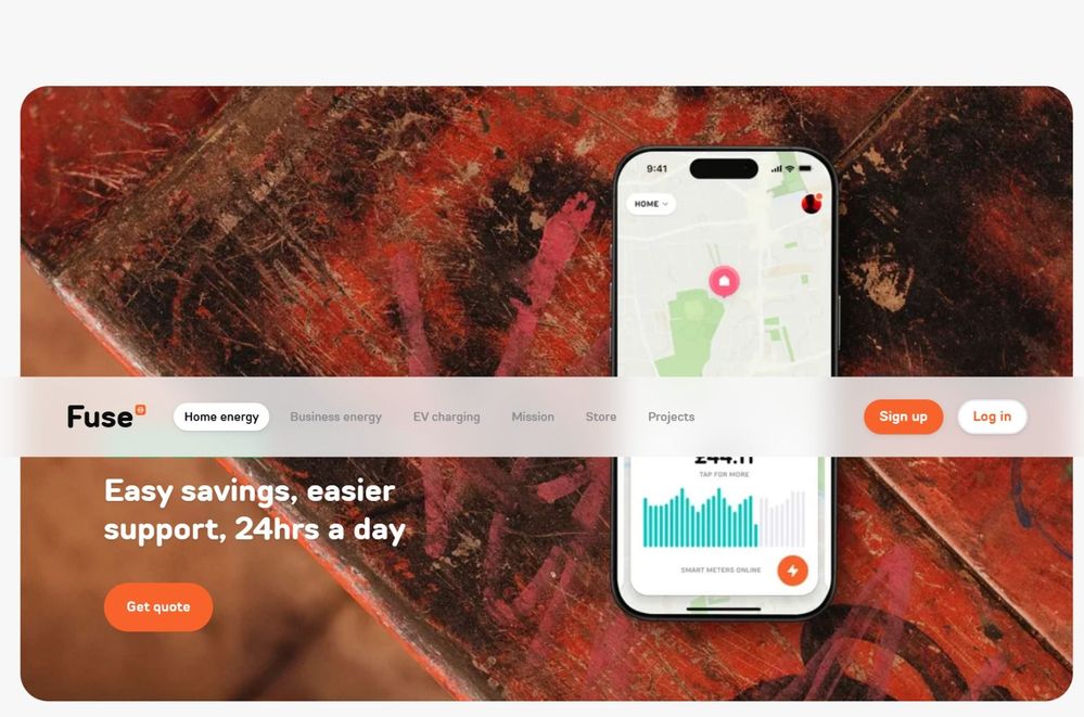 Fuse Energy main web page.